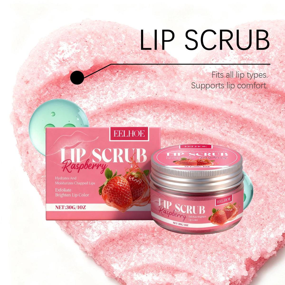 Strawberry Lip Scrub Exfoliating Preventing Drying Cracking Remove Dead Skin Improve Dullness Moisturizing Brightening Lip Care