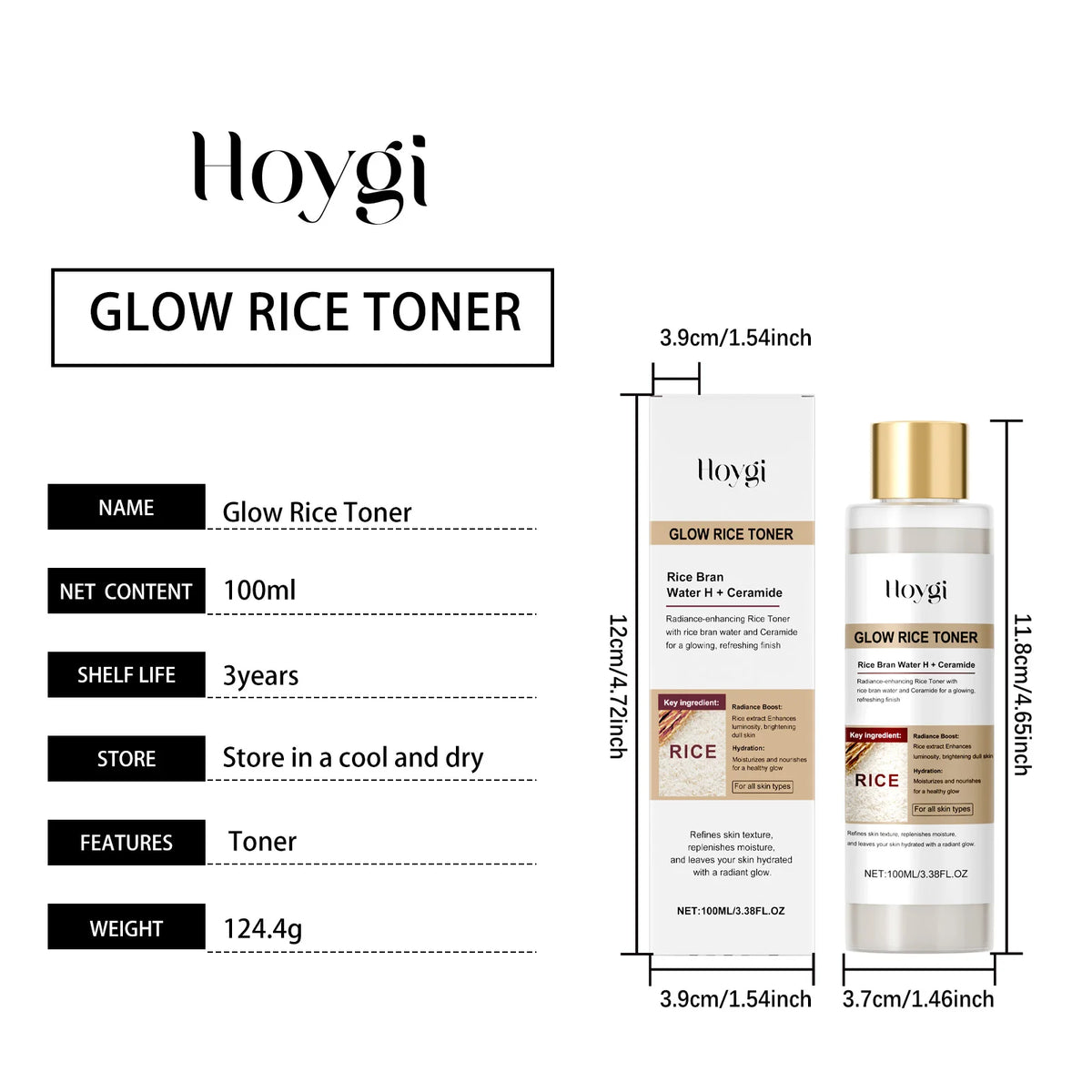 Glow Rice Toner Hydrating Balancing Facial Essence Water Oil Control Pore Refining Nourishing Brightening Toner Glowing Skin
