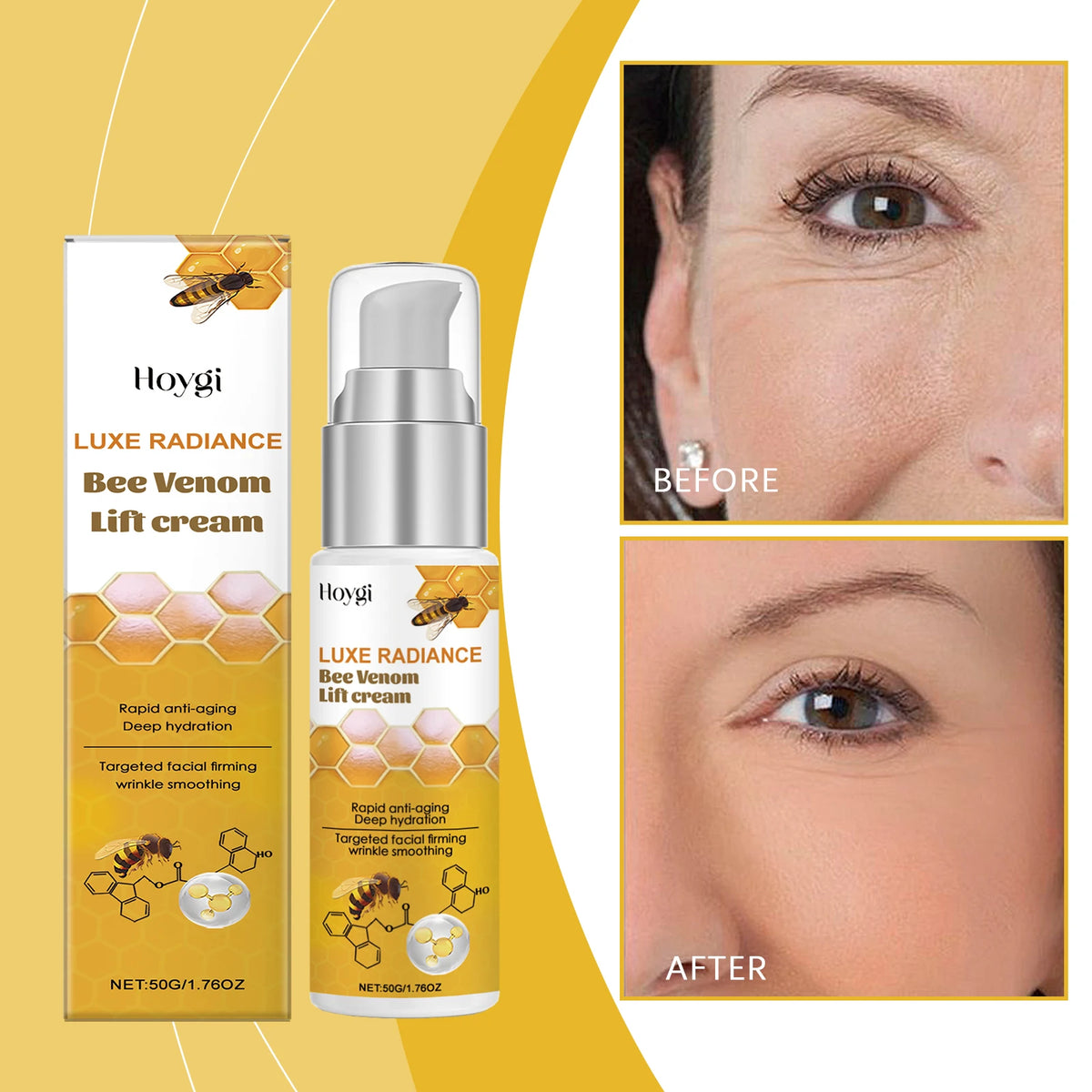 Bee Venom Face Cream Firming & Moisturizing Anti-Wrinkle Day Night Cream Tightening Nourishing Brightening Facial Skin Care 50ml