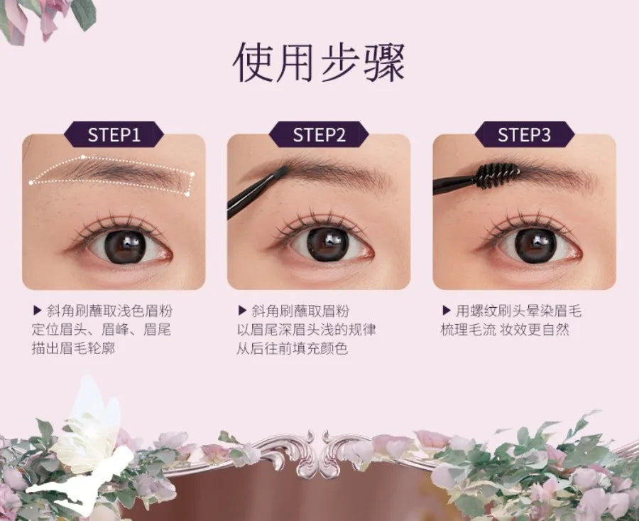 Flower Knows Midsummer Fairytales Eyebrow Powder 3 Color Eyebrow Palette Beauty Contour Eyebrow Pencil Professional Eye Makeup