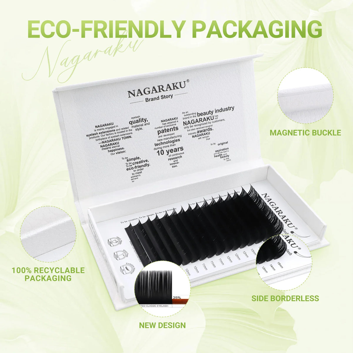 NAGARAKU Luxury Classic Eyelash Matte Black Dark Brown 100% Hand Made 3rd Classic Eyelash 16rows Individual Soft Natural