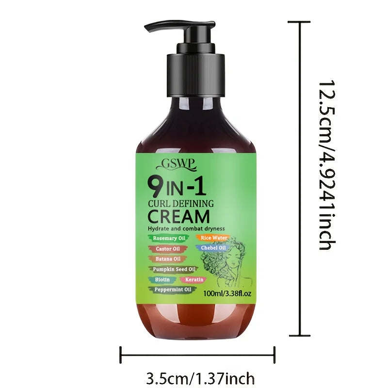 GSWP 9-In-1 Curl Styling Cream，with Rosemary, Batana Oil, Castor Oil, Keratin & Biotin.100ml/200ml