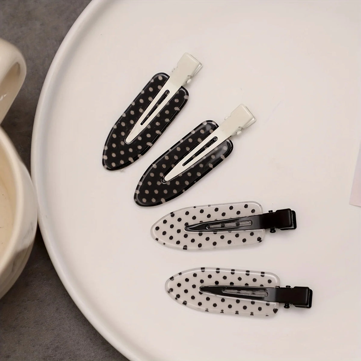 Black White Polka Dot Acrylic Hair Clips Minimalist Secure Hold Suitable for Daily Wear Party Outfits Hair Styling Accessories