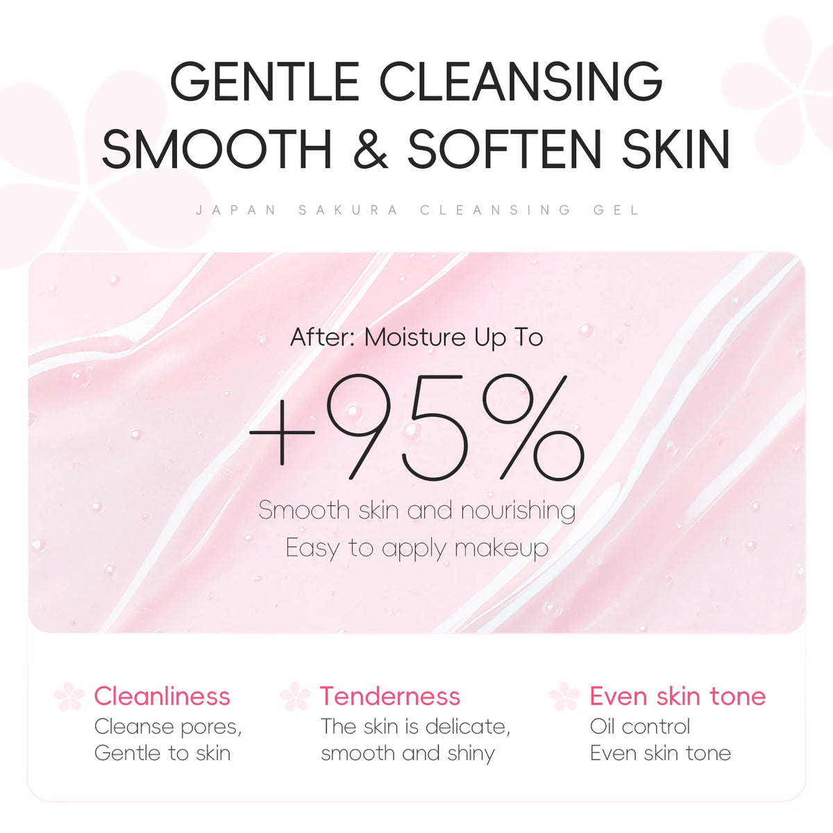 LAIKOU Japan Sakura Cleansing Gel 60g Pore Cleansing Moisturizing Smoothing Gentle Facial Cleanser