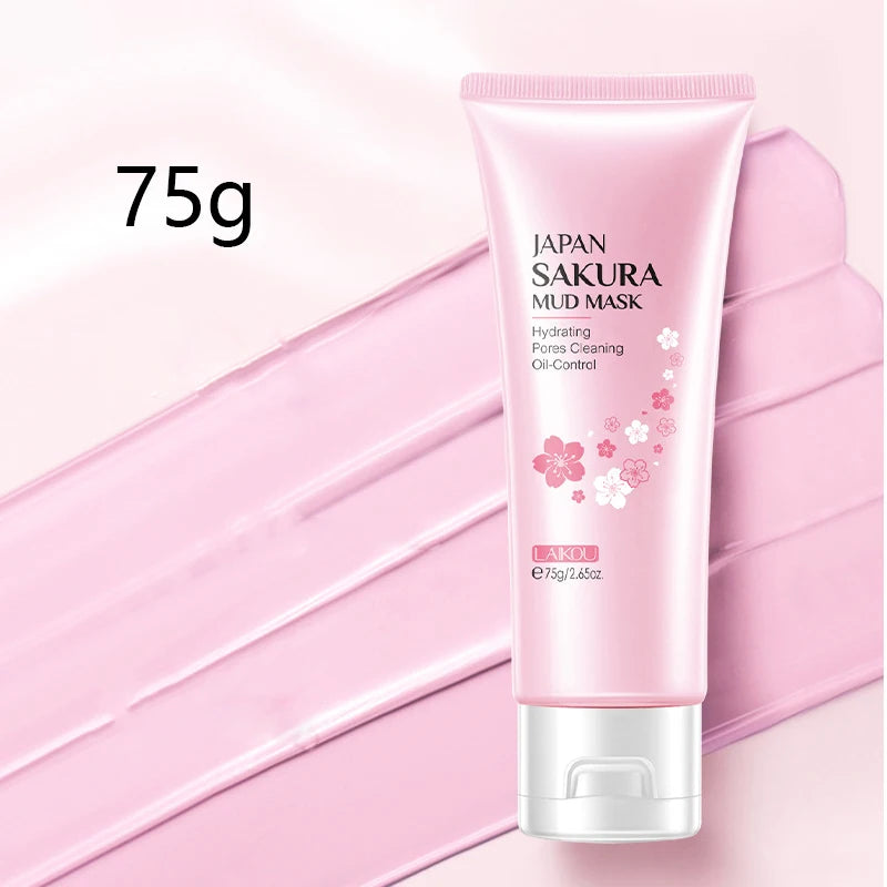 100g Japan Sakura Mud Face Mask Reduce Wrinkle Night Facial Packs Skin Clean Blackhead Pores Smearing Mud Mask Skin Care