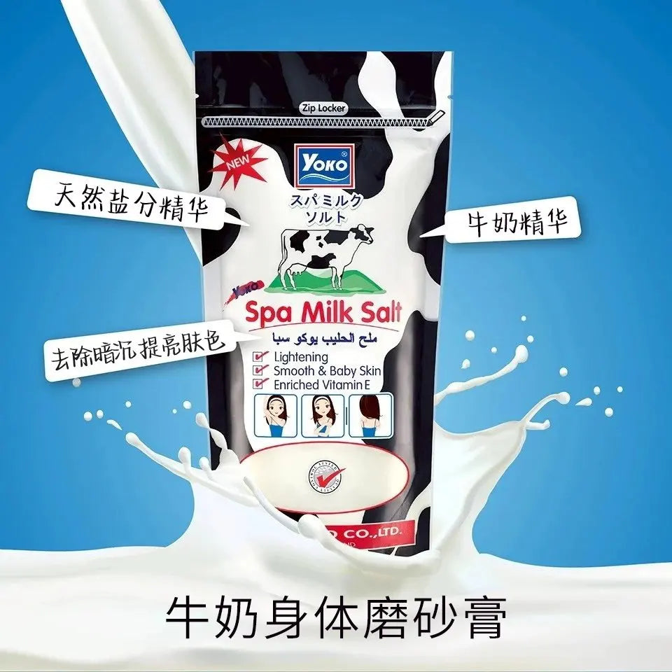 Yoko SPA Milk Bath Salt Scrub 300g, with Vitamin C & Grains, Brightens & Exfoliates for Smooth Skin, Thailand