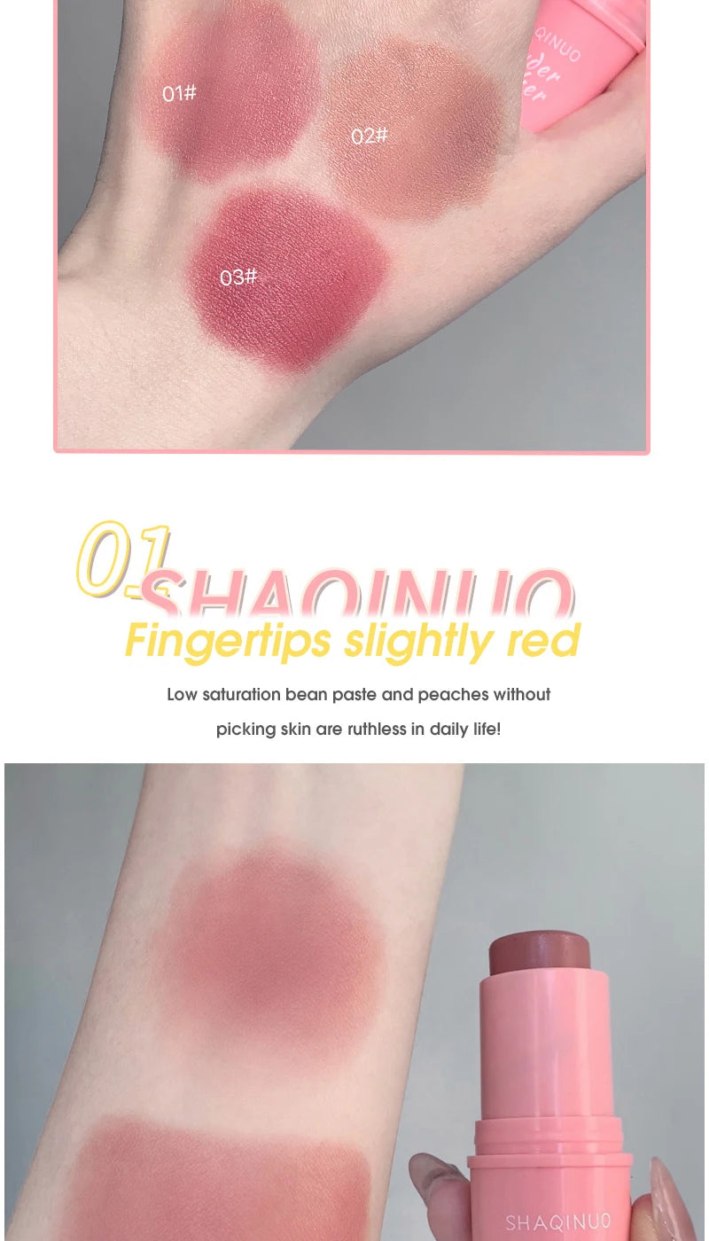 SHAQINUO Energizing Blush Stick - Natural Matte Finish, Creamy Texture, Easy to Blend for a Youthful Glow