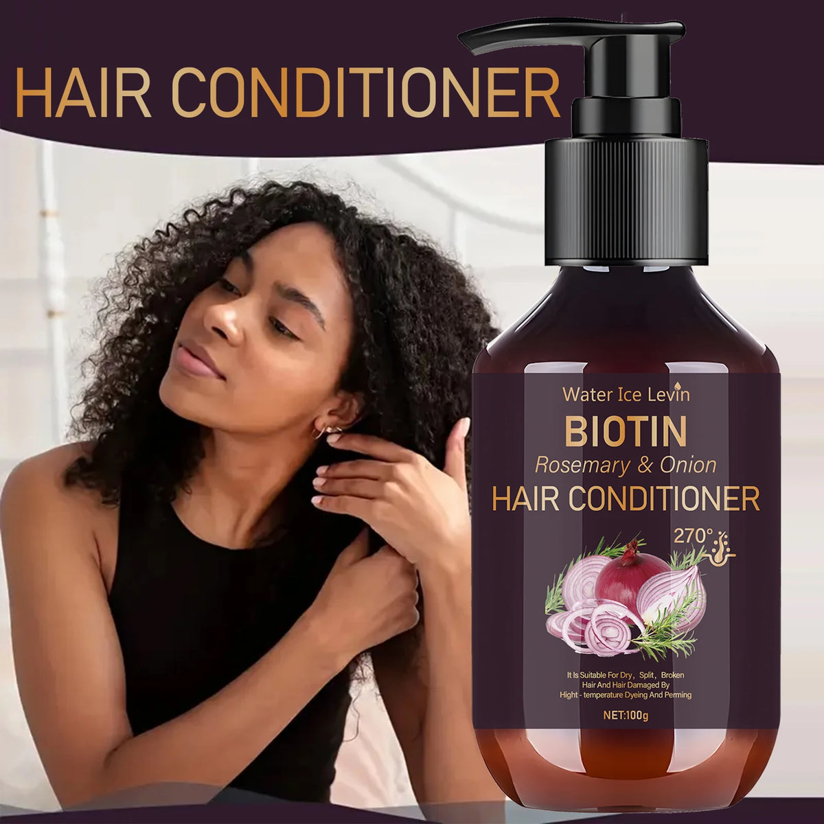 Biotin & Onion Hair Conditioner 100g, for Dry & Damaged Hair Repair, with Rosemary & Collagen, Deep Nourishing, Fast Shipping