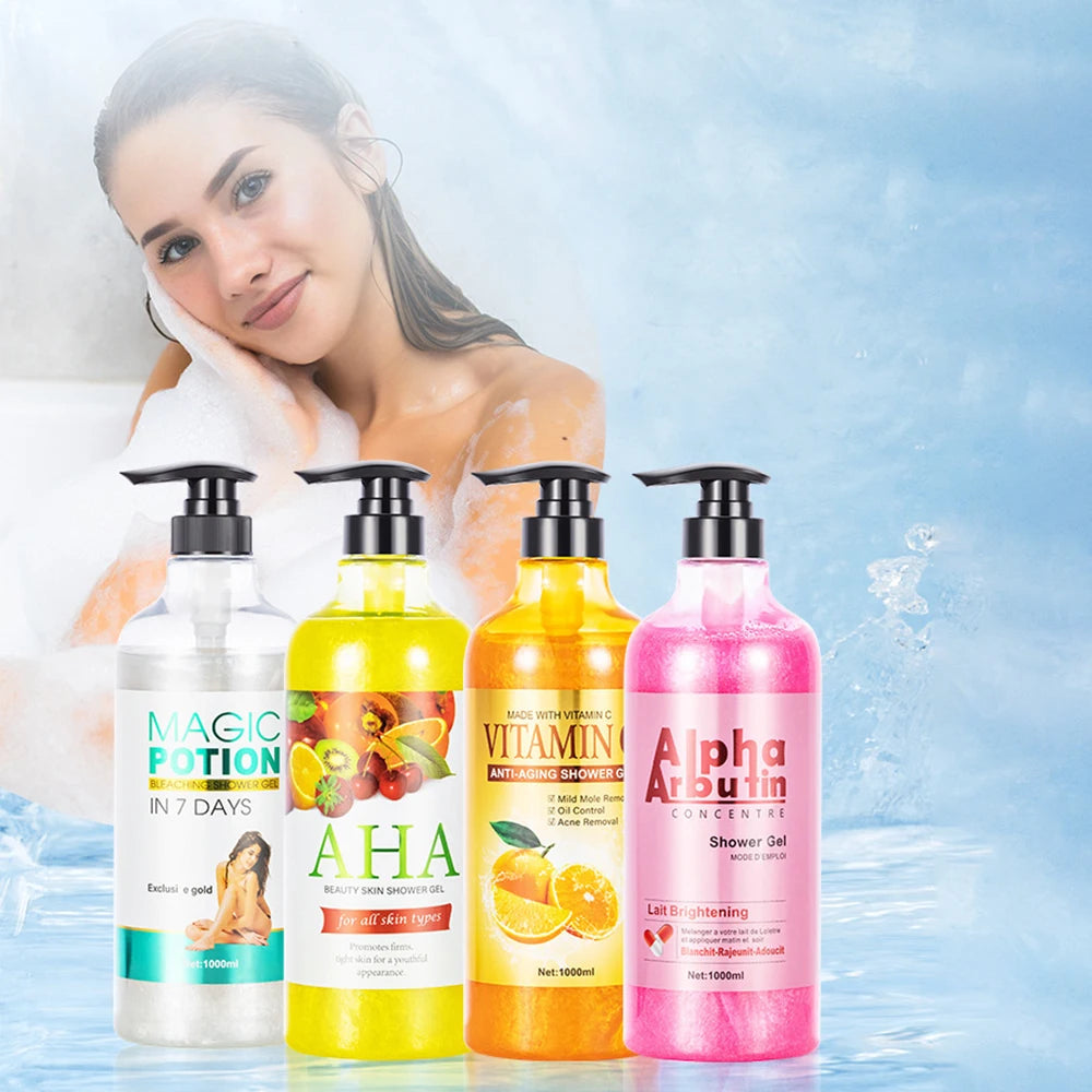 Vitamin C Arbutin AHA Bleached Shower Gel Deep Cleansing Brighten Skin Scrub Body Wash Exfoliator Body Care Fragrance Skincare