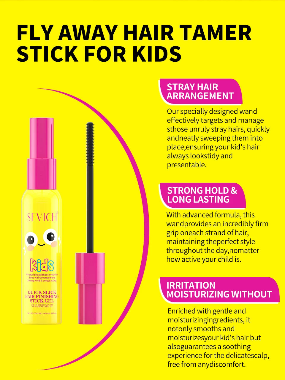 SEVICH Kids Hair Styling Gel Children Broken Hair Arrangement Cream Anti-frizz Braiding Gel Hair Wax Stick Hair Finishing Care