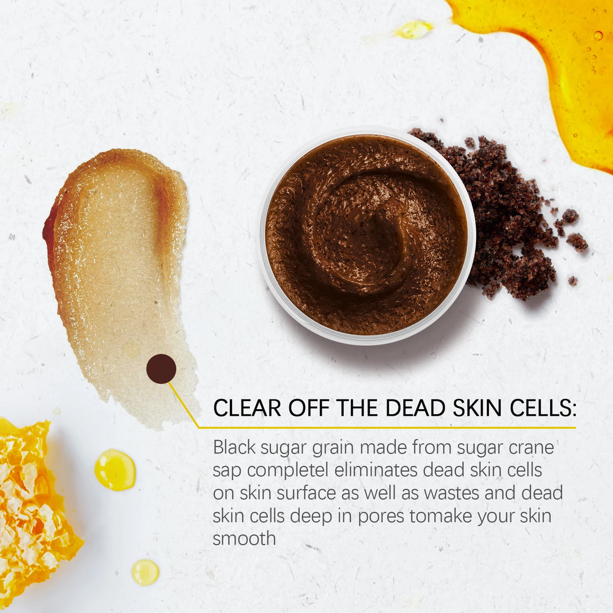 Honey Brown Sugar Scrub Cream Exfoliate Remove Facial Oil Shrink Pores Smooth Moisturize Skin Softening Keratin Cleansing Scrub