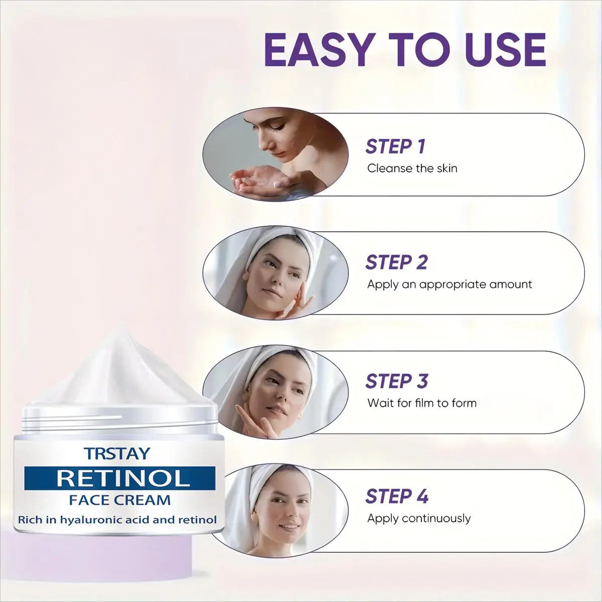 Rich Hyaluronic Acid Retinol Face Cream for Acne Treatment Moisturizing Anti-Aging Skin Care Cream