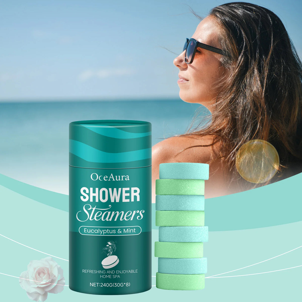 OceAura Shower Steamers Aromatherapy Home Spa Lavender Rose Relax Body Mental Relaxation Bath Products Shower Steamers Tablets