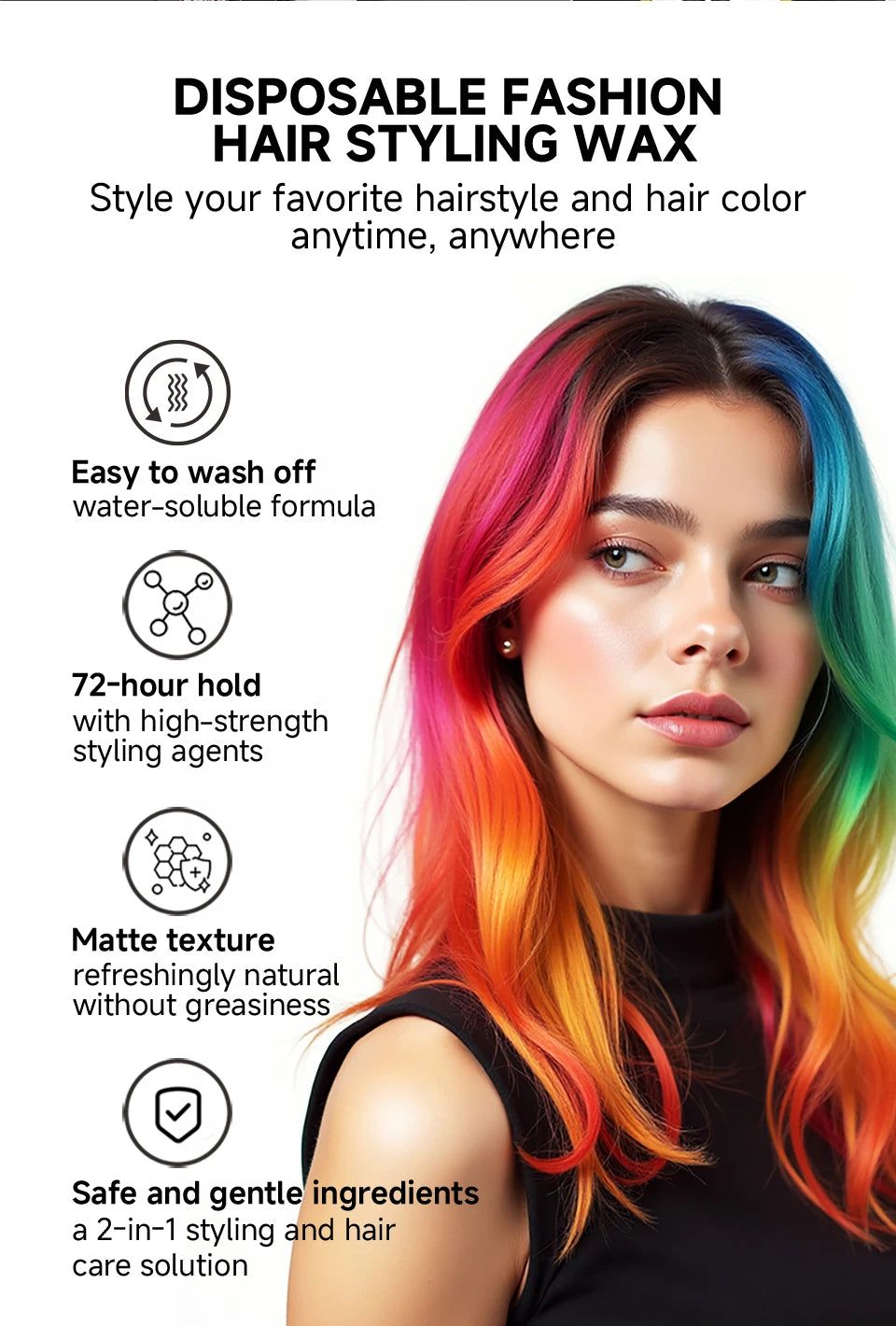 Sevich Hair Color Wax Temporary Hair Colour Cream Long Lasting Hair Dye Cream Unisex One-time Hair Color Gel For Beards Eyebrow