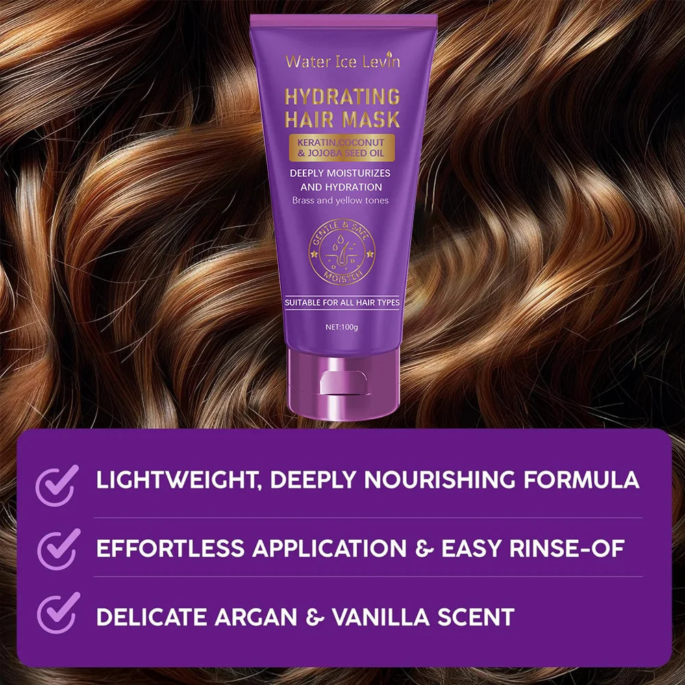 Keratin Purple Hair Mask - Purple-Blue Protein Deep Conditioner Treatment - Suitable for blonde, platinum, silver, gray, or brown dry and damaged copper-toned hair