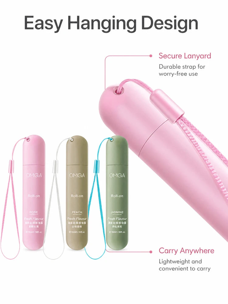 3pcs Portable Roll On Perfume Set 16ml Fresh Body Fragrance for Women Travel Size Long Lasting Scent Rose Peach Jasmine