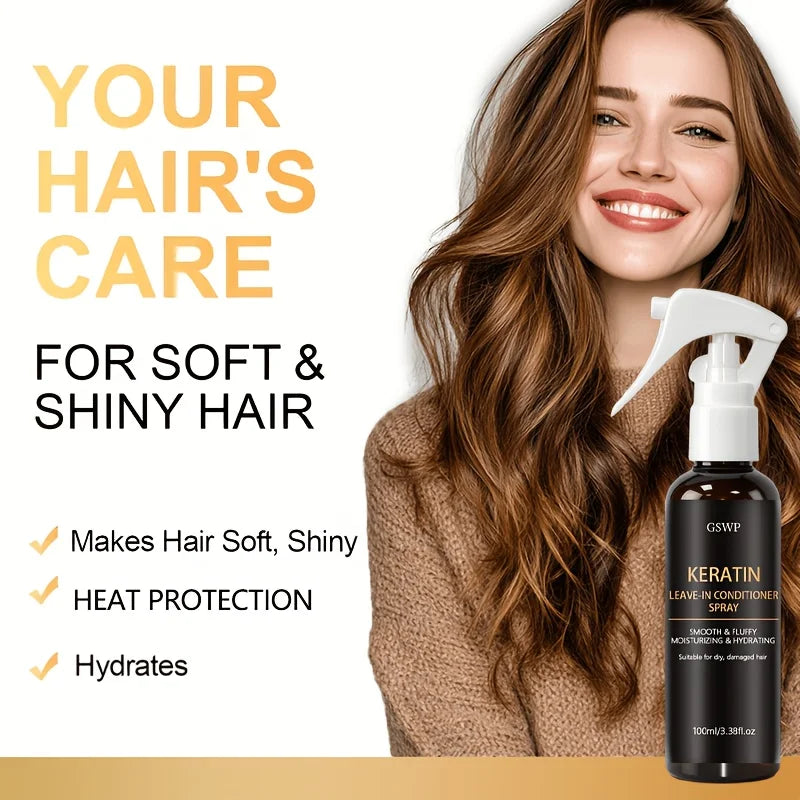 GSWP Keratin Hair Spray: Reduces Frizz, Provides Heat Protection and Salon-Quality Care. Suitable for All Hair Types. 100/200ml
