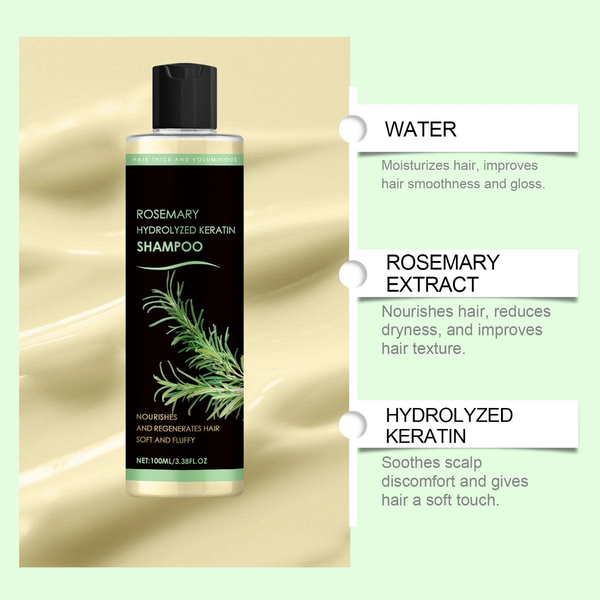 Rosemary Natural Shampoo Hair Thickness Loss Deep Nourishing Scalp Care Strengthen Repair Damaged Oil Control For Men Women