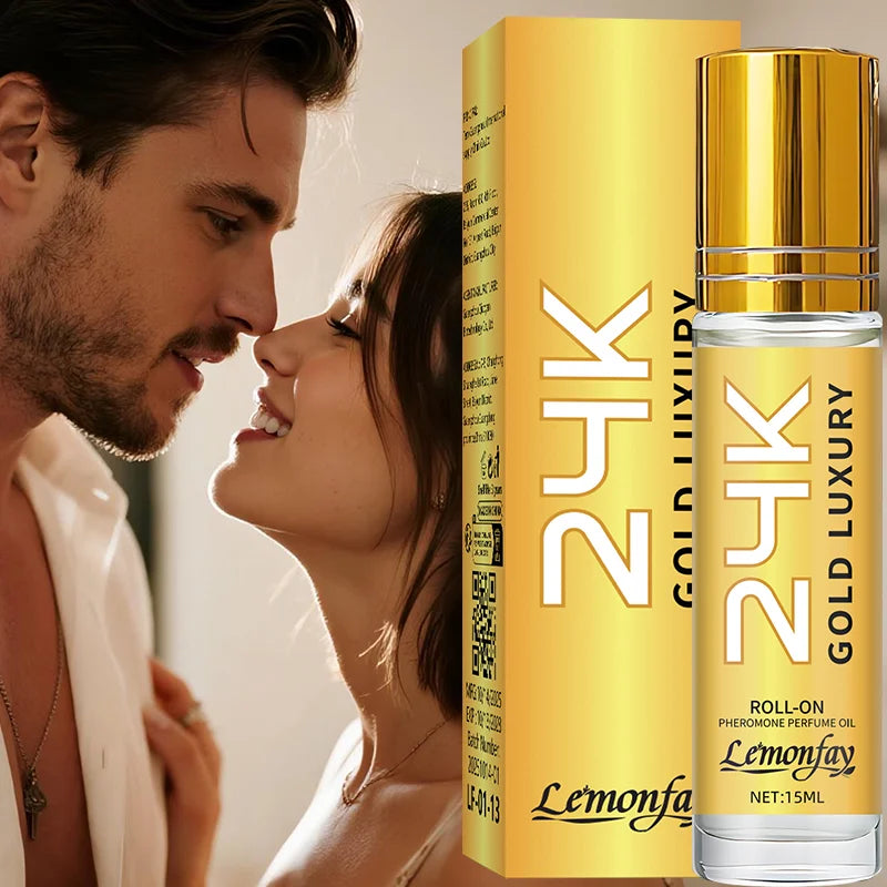Lemonfay 24K Gold Luxury Pheromone Perfume Oil - 15ml Roll-On, Long-Lasting Portable Fragrance for Men & Women