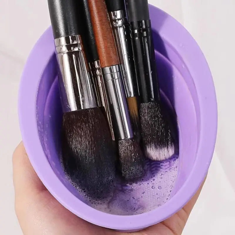 Soft Silicone Makeup Brush Cleaner Folding Powder Puff Cleaning Bowl Eyeshadow Brushes Wash Clean Mat Beauty Tools Scrubber Box