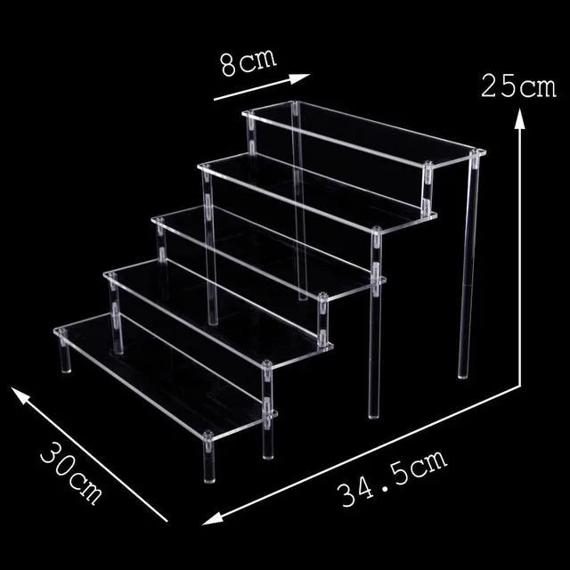 Acrylic Riser Display Shelf,3 Tier Display Stand for Amiibo Funko POP Figures,Cupcake Perfume Organizer Makeup Collection Doll