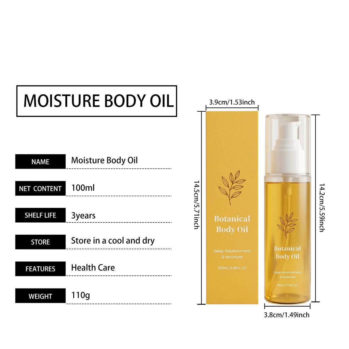Natural Botanical Body Oil Deep Moisturize Relief Skin Seasonal Dryness Organic Body Oil With Brazil Nut & Passionflower Seed