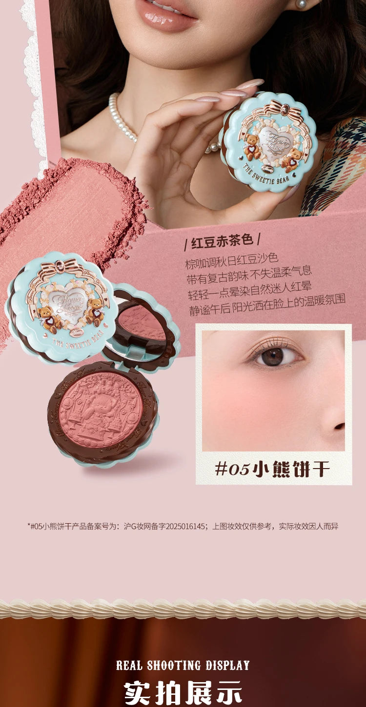 FLOWER KNOWS THE SWEETIE BEAR Blushes Silk Satin Blush Powder For Cheeks Contour Face For A Natural Matte Finish Vegan Makeup