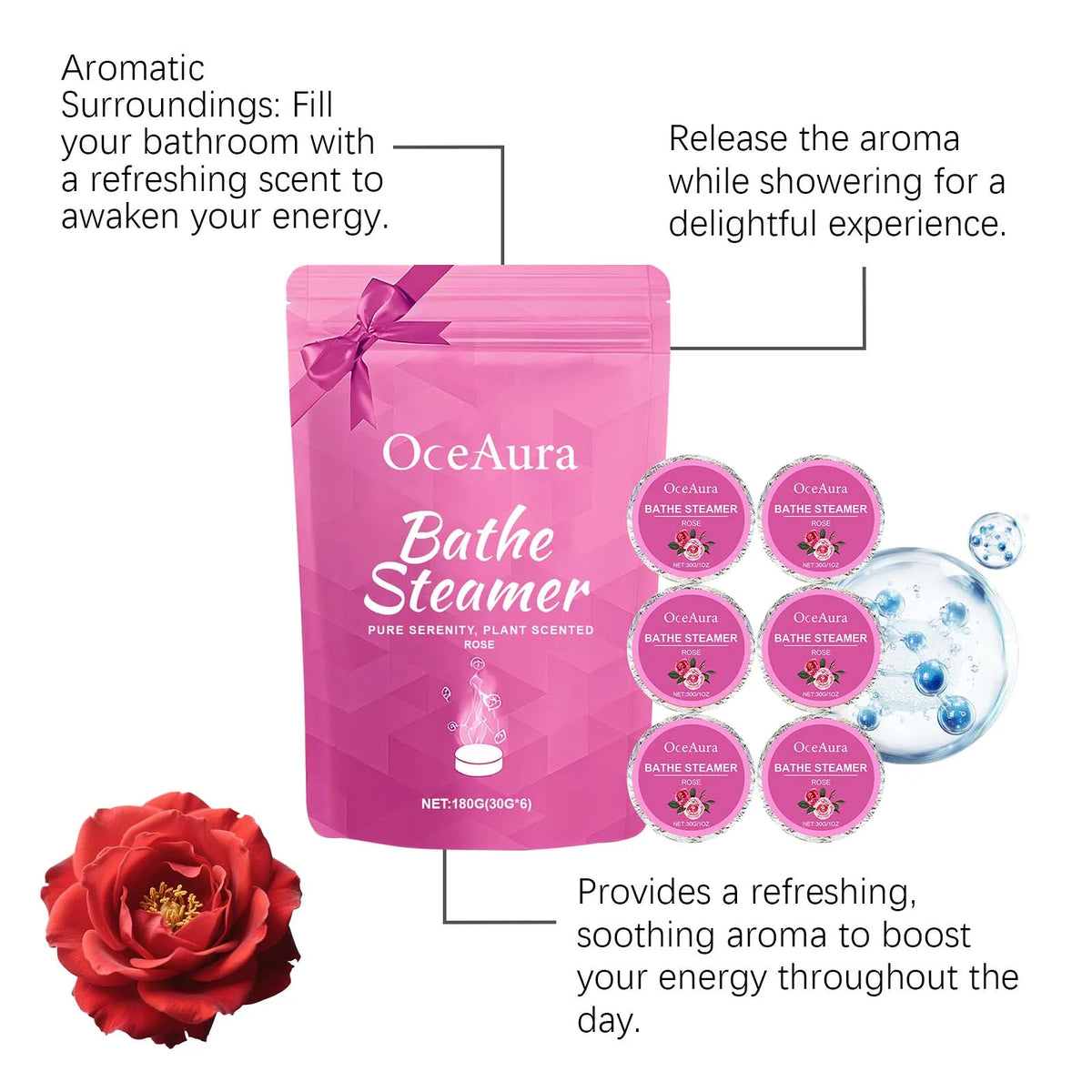 Shower Steamers Aromatherapy Stress Relief Adult Home Spa Bath Birthday Gifts Rose Shower Steamers Tablets Moisturize Nourishing