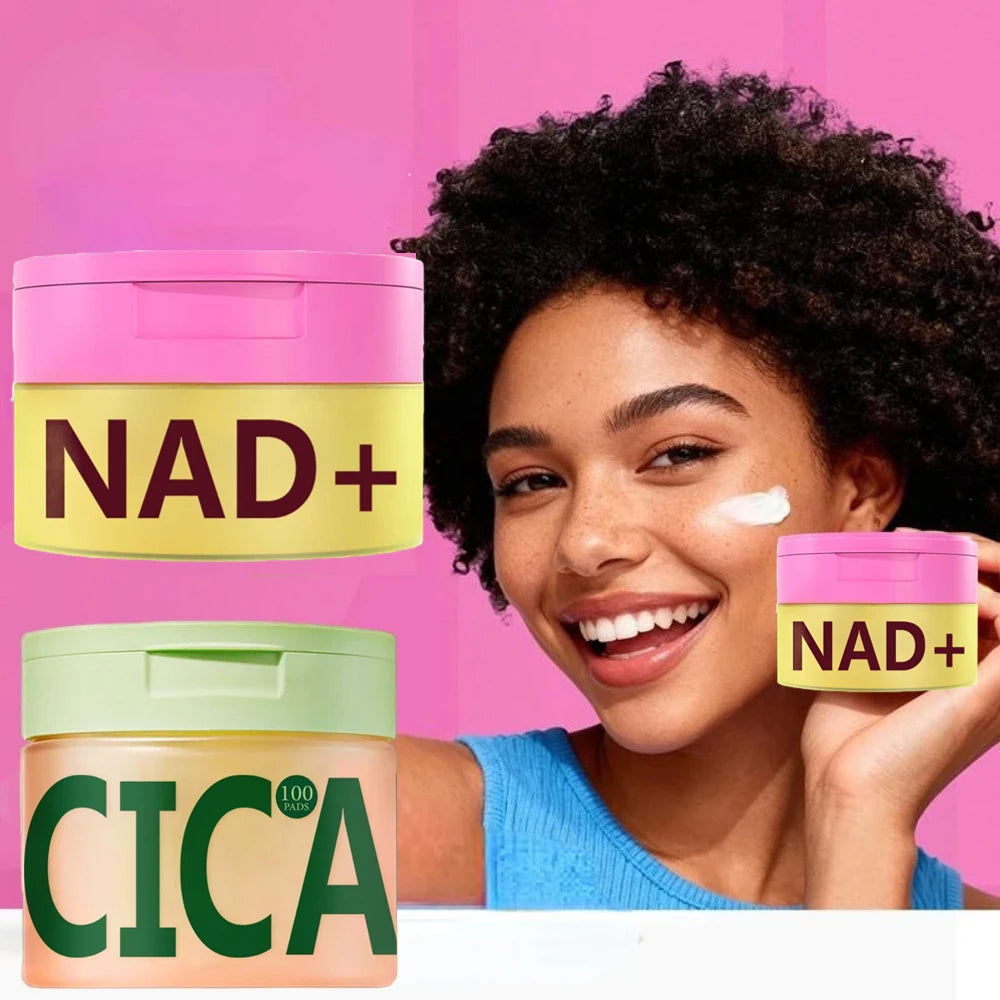 Complete Skin Care Kit - Centella Asiatica Polishing Pads & NAD+ Anti-Aging Cream, Improve Elasticity, Brighten & Moisturizing
