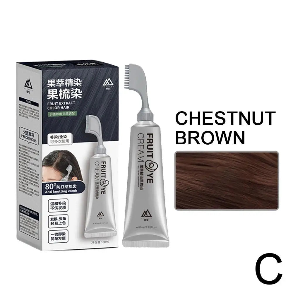 Fruit Hair Dye Cream Plant Extract Hair Dye Essence with Comb Hair Dye Shampoo Botanical Bubble Hair Dye Hair Color Non-Damaging