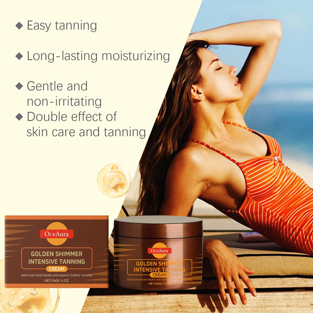 Self Tanning Cream No Sun Exposure Natural Blackening Moisturizes The Skin Long Lasting Bronze Radiant Tanning Body Care Cream
