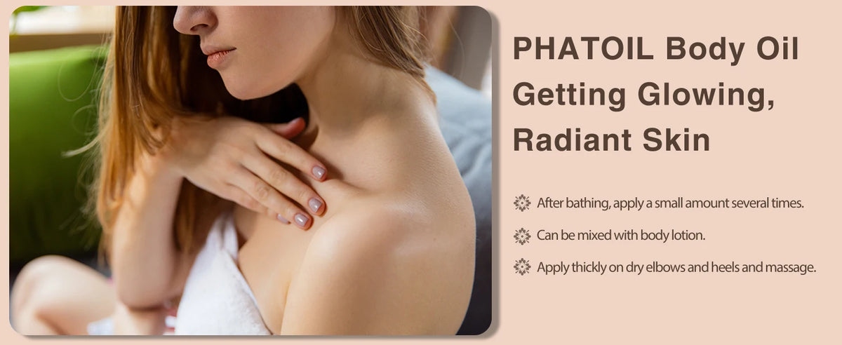 PHATOIL 260ml Body Oil-Deeply Moisturizing & Soothing Massage Oil with Long-Lasting Fragrance Vanilla Ginger Rosemary Body Oils