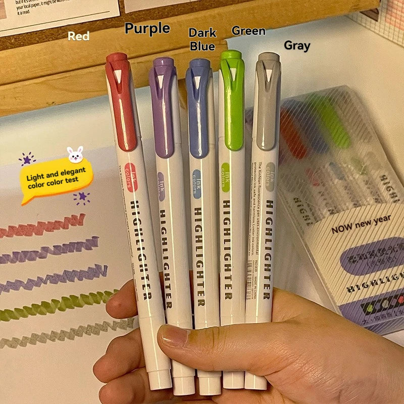 5/15PC Fluorescent Pen Set Student Marking Stroke Key Marking Pen High Beauty Color Handbook Pen Batch