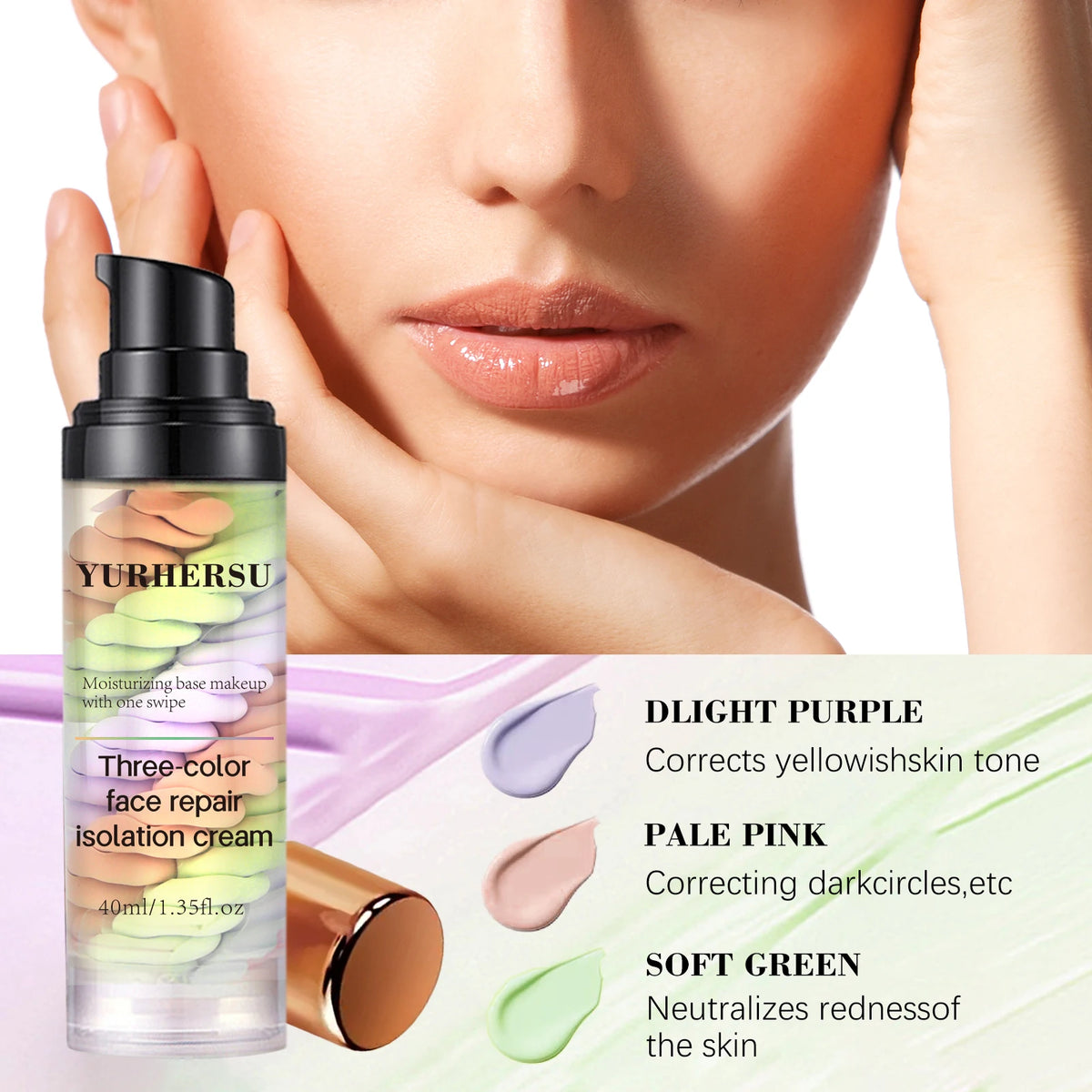 Three color press release cream concealer isolate makeup facial base brightening cream
