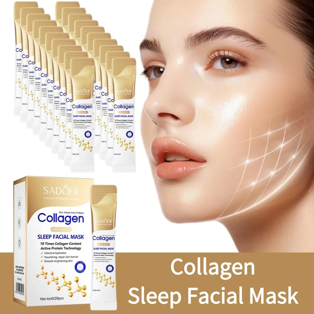 20pcs Collagen Sleeping Facial Masks Deep Moisturizing Brightening Firming Hydrating Face Mask Facial Skin Care for Women