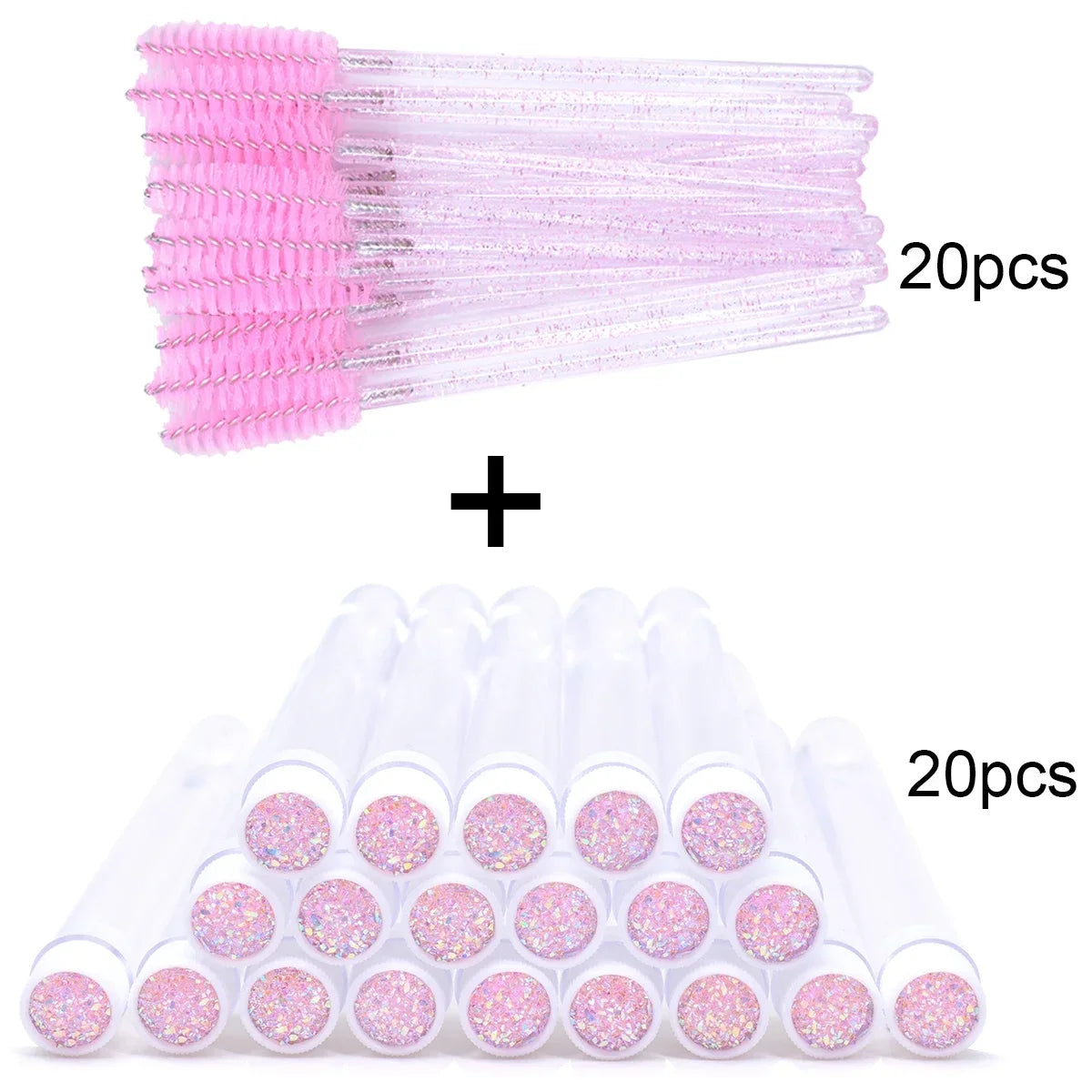 20Pcs Eyelash Brush With 20Pcs Containers Dust-proof Tube Reusable Eye Lash Mascara Wands Replaceable Makeup Applicators Tools