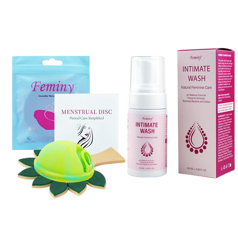 Menstrual Disc Woman Personal Health Set Medical Silicone Menstrual Disk With Intimate Wash