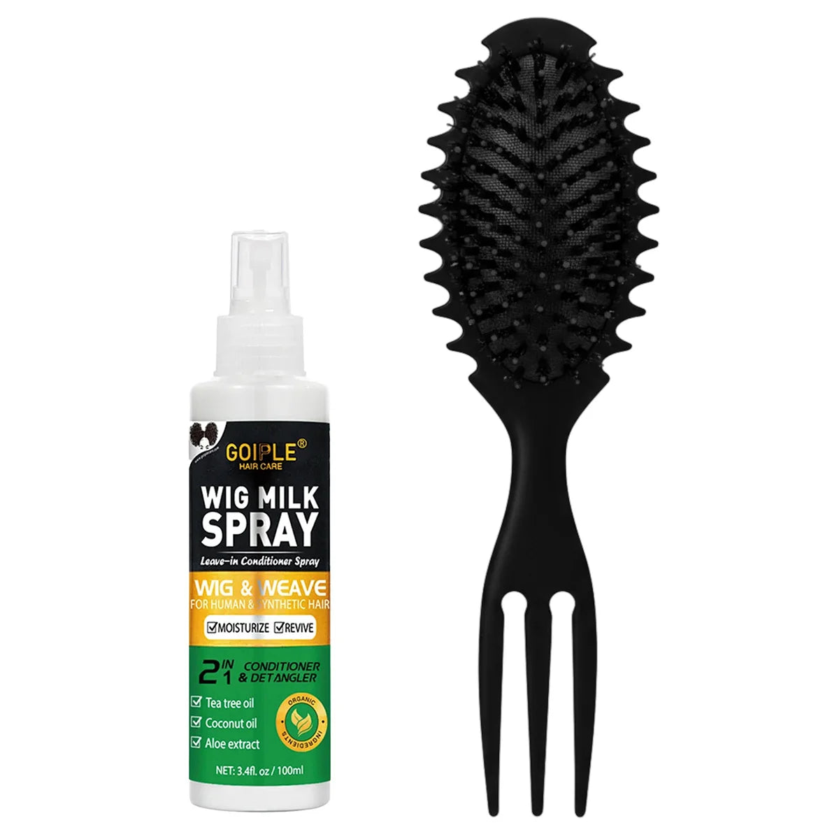 GOIPLE 100ml 2 In 1 Professional Wig Milk Spray Leave In Conditioner Heat Protection Mist Moisturizes Hair Care Product