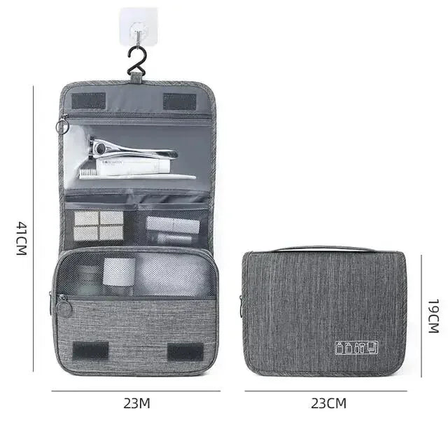 Waterproof Oxford Travel Wash Bag, Portable Hanging Cosmetic & Toiletry Organizer for Men & Women