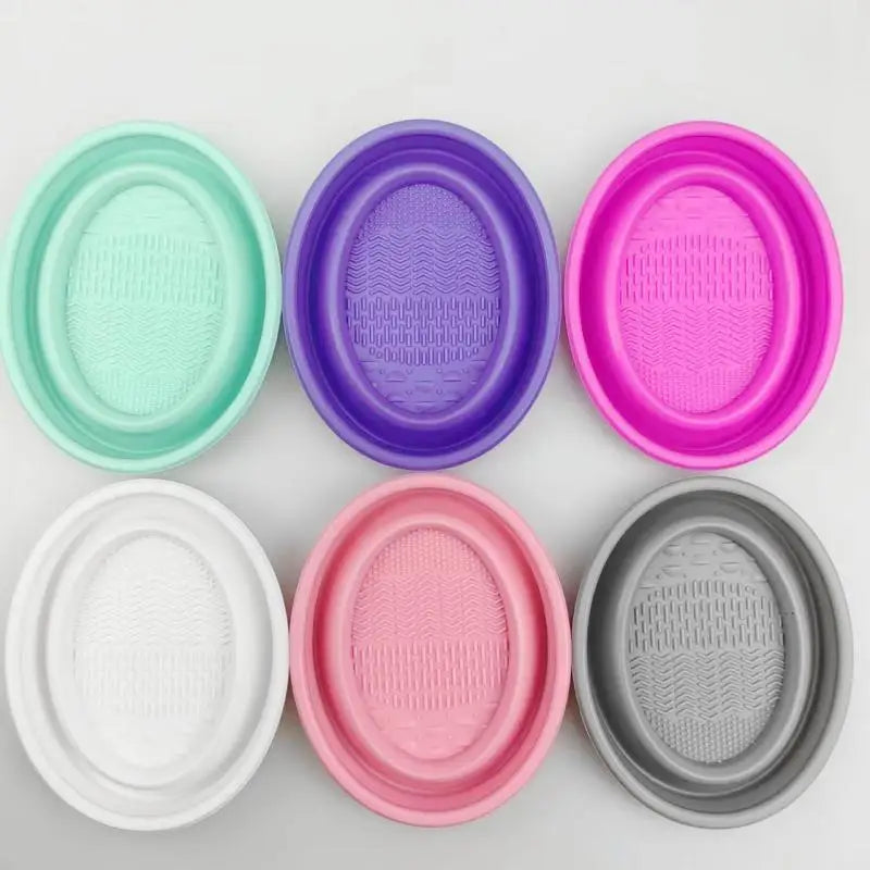 Soft Silicone Makeup Brush Cleaner Folding Powder Puff Cleaning Bowl Eyeshadow Brushes Wash Clean Mat Beauty Tools Scrubber Box