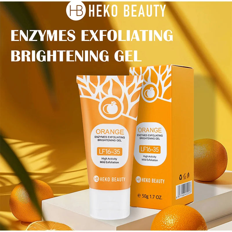 Orange Enzymes Exfoliating Gel Brightening Deep Cleansing Face Scrub Gentle Mud Peel Smoothing Skin Refine Pores Moisturize Care