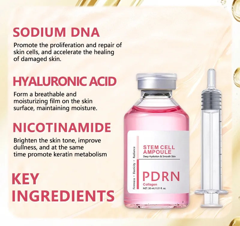 Cell Ampoule Essence, Pink PDRN Ampoule, Collagen Moisturizing Anti-Aging Essence