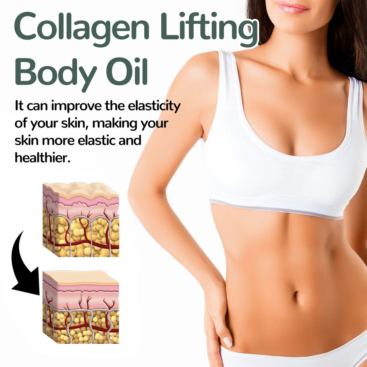 OceAura Collagen Body Oil Tighten Skin Elasticity Increased Moisturizing Body Smooth Non-greasy Rosemary After Shower Body Oil