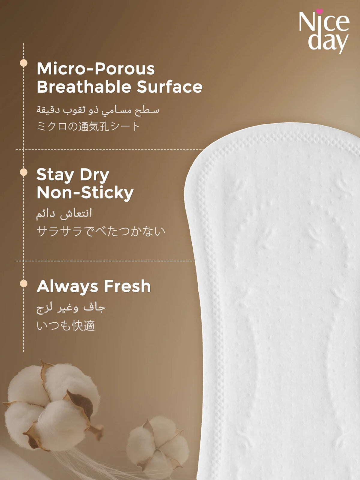 Niceday Organic Cotton Pads, Pure Cotton Sanitary Napkins, 155mm, 15 Pieces Per Box, Daily Use Panty Liners, Fast Absorption, Keeps Private Areas Dry, Non-Allergenic, No Side Leakage, Ultra-Thin Menstrual Pads