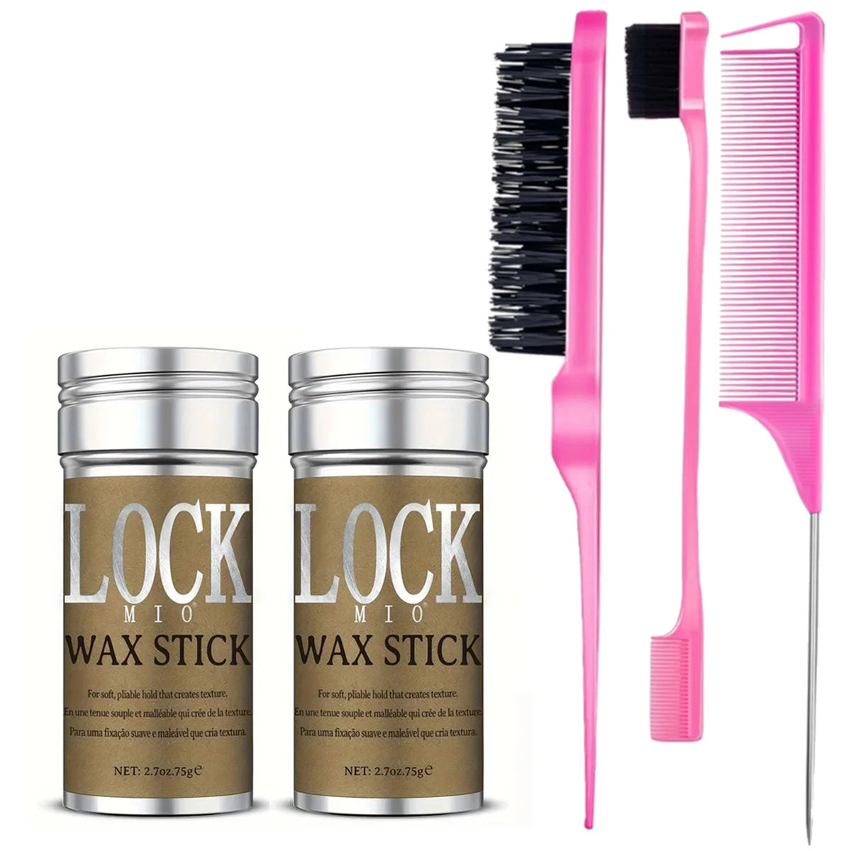 LOCKMIO Wax Stick Natural Coconut Oil Moisturizes Soften Smoothing Styling Flyaway Hair Edge Control Strong Hold Long Lasting