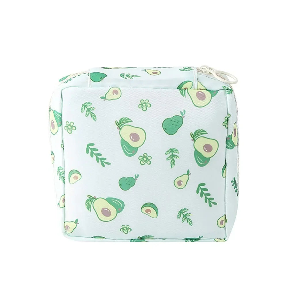 Creative PVC Sanitary Pads Bag Fashion Floral Print Large Capacity Multipurpose Coin Purse Portable Cosmetic Storage Bag
