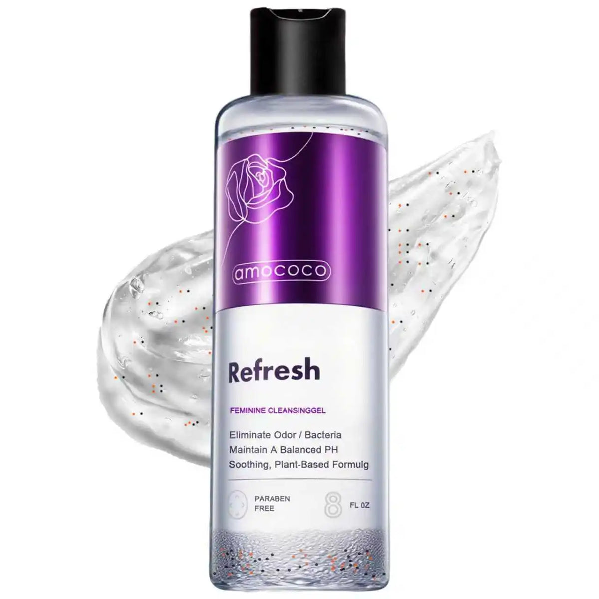 Amococo 2/3Pcs Feminine Wash 240ml Refresh Intimate Cleansing Gel PH Balancing Female Cleanser with Rose Flower Oil Aloe Vera Cucumber Extract Gentle Daily Personal Care Body Wash