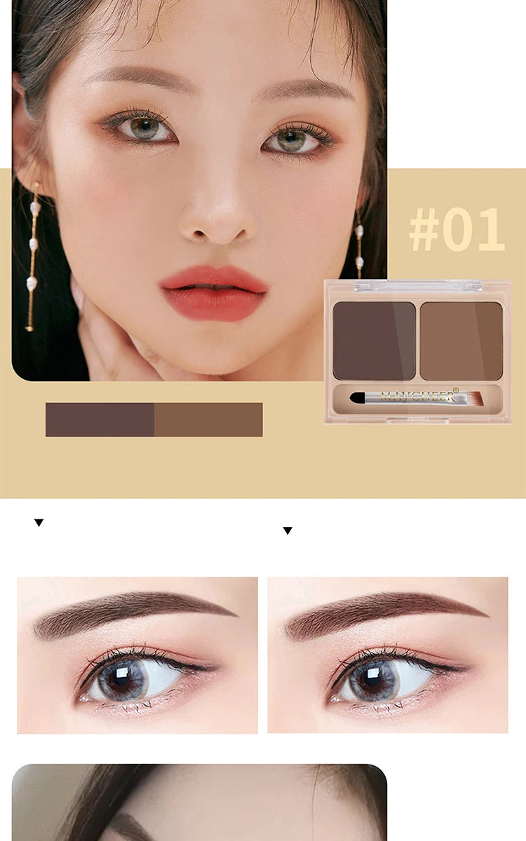 2Color Eyeshadow Powder Makeup Black Brown Coffee Waterproof Eyebrow Powder Eye Shadow Eye Brow Palette with Brush Eyebrow Cream