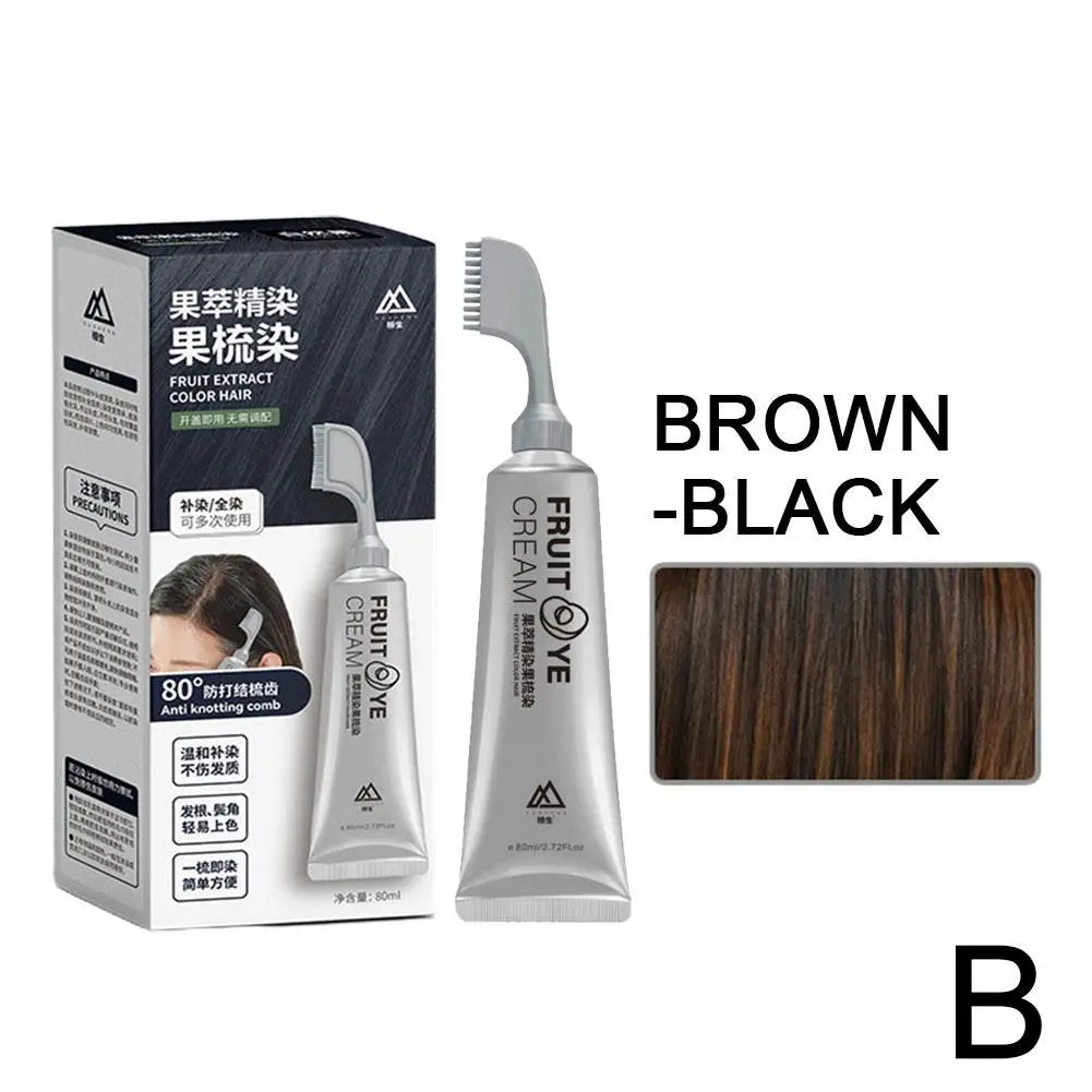 Fruit Hair Dye Cream Plant Extract Hair Dye Essence with Comb Hair Dye Shampoo Botanical Bubble Hair Dye Hair Color Non-Damaging