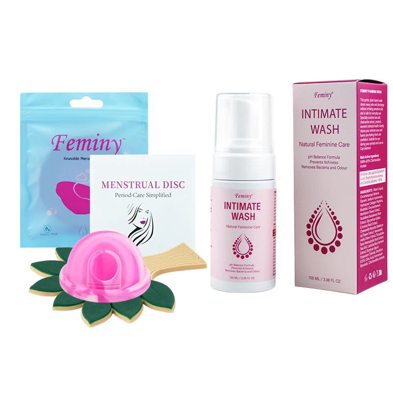 Menstrual Disc Woman Personal Health Set Medical Silicone Menstrual Disk With Intimate Wash